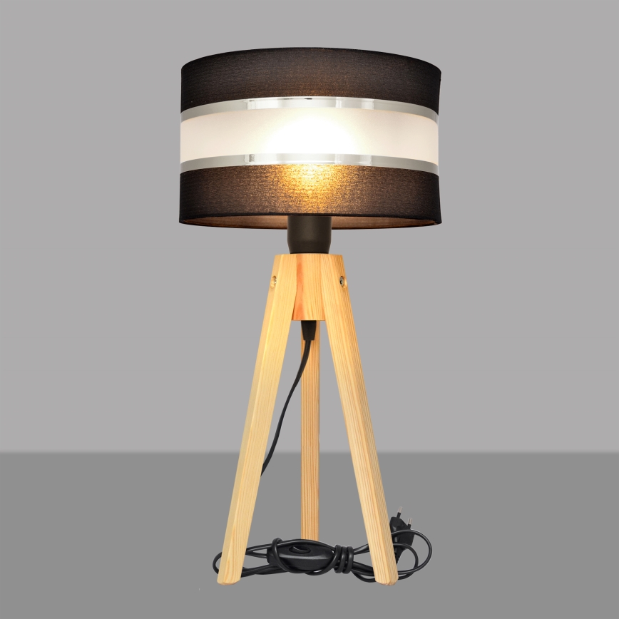 Stolní lampa HELEN 1xE27/60W/230V černá/chrom/borovice