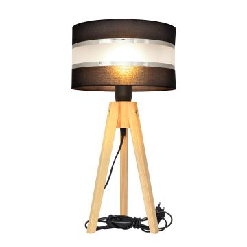 Stolní lampa HELEN 1xE27/60W/230V černá/chrom/borovice