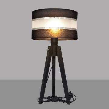 Stolní lampa HELEN 1xE27/60W/230V černá/chrom/borovice