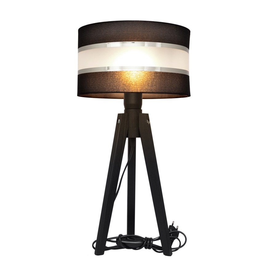 Stolní lampa HELEN 1xE27/60W/230V černá/chrom/borovice