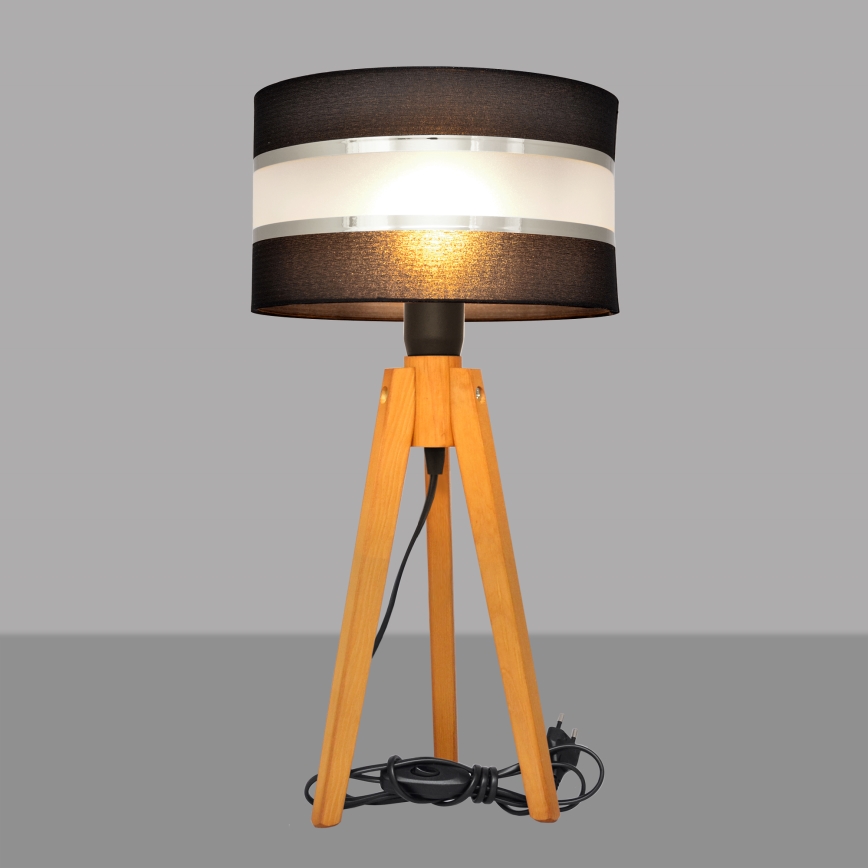 Stolní lampa HELEN 1xE27/60W/230V černá/chrom/dub