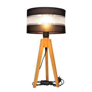 Stolní lampa HELEN 1xE27/60W/230V černá/chrom/dub