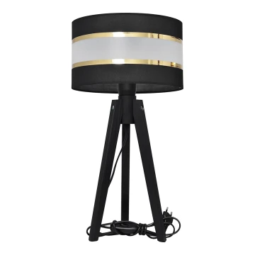 Stolní lampa HELEN 1xE27/60W/230V černá/zlatá/borovice