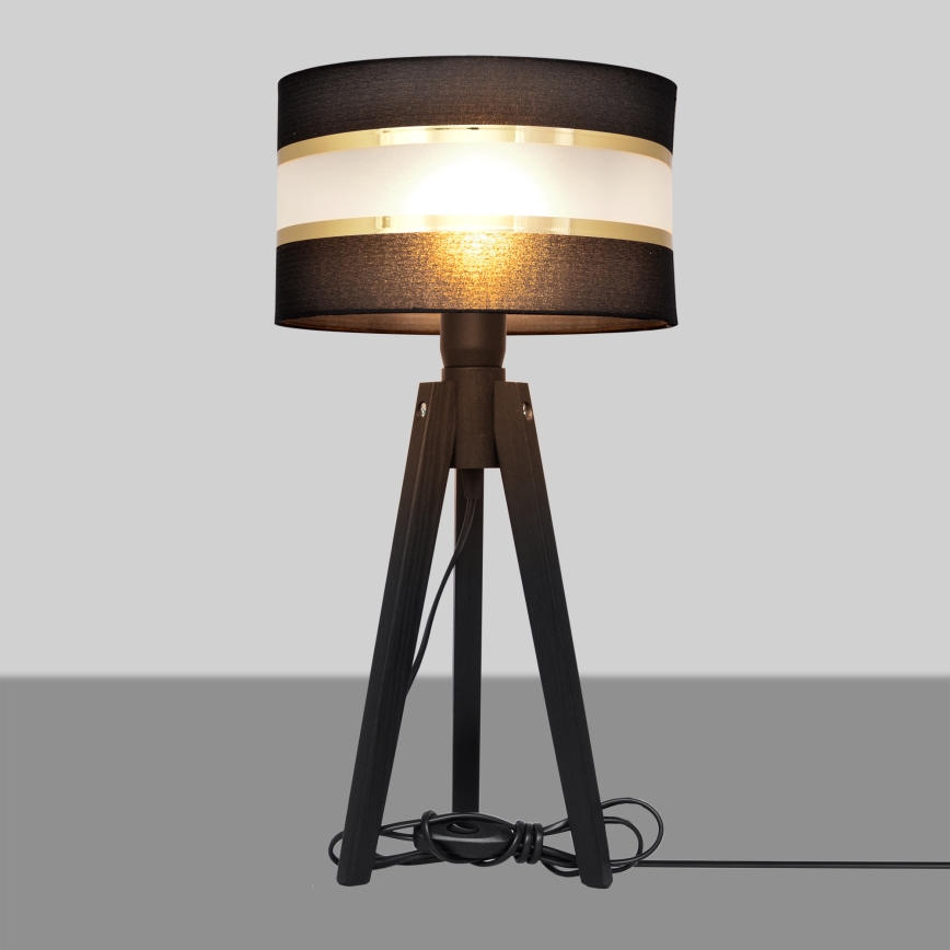 Stolní lampa HELEN 1xE27/60W/230V černá/zlatá/borovice