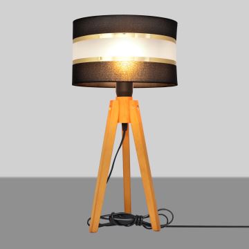 Stolní lampa HELEN 1xE27/60W/230V černá/zlatá/dub