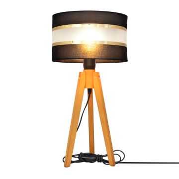 Stolní lampa HELEN 1xE27/60W/230V černá/zlatá/dub