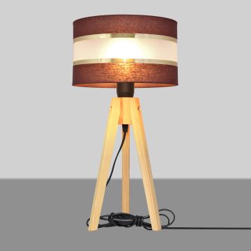 Stolní lampa HELEN 1xE27/60W/230V hnědá/zlatá/borovice