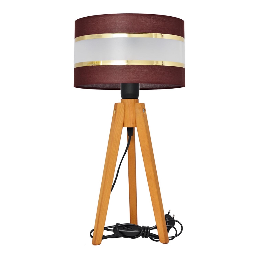 Stolní lampa HELEN 1xE27/60W/230V hnědá/zlatá/dub