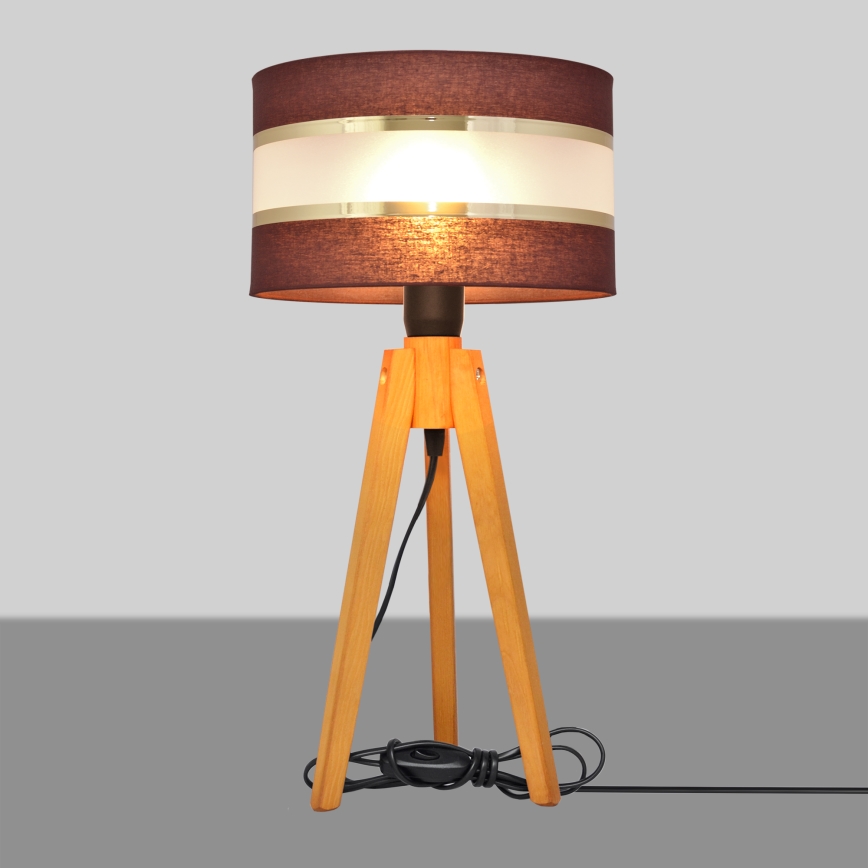 Stolní lampa HELEN 1xE27/60W/230V hnědá/zlatá/dub