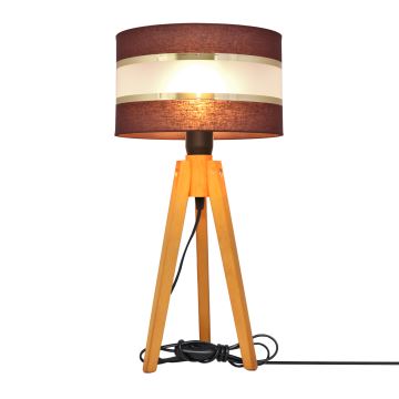 Stolní lampa HELEN 1xE27/60W/230V hnědá/zlatá/dub