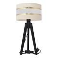 Stolní lampa HELEN 1xE27/60W/230V krémová/zlatá/borovice