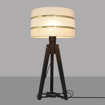 Stolní lampa HELEN 1xE27/60W/230V krémová/zlatá/borovice