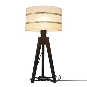 Stolní lampa HELEN 1xE27/60W/230V krémová/zlatá/borovice