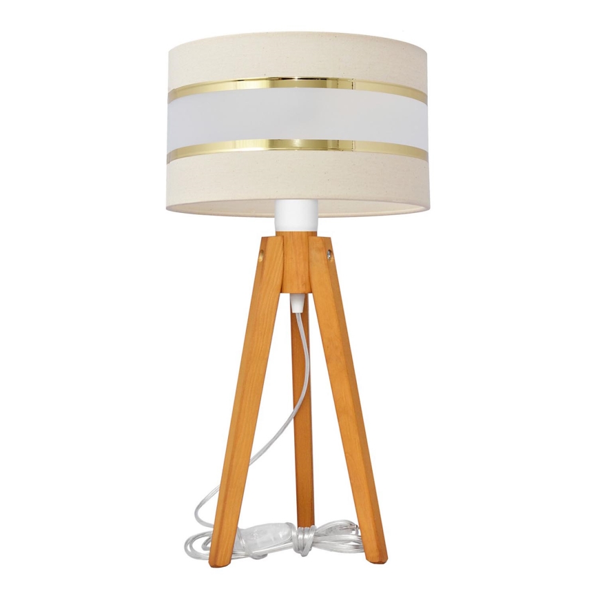 Stolní lampa HELEN 1xE27/60W/230V krémová/zlatá/dub