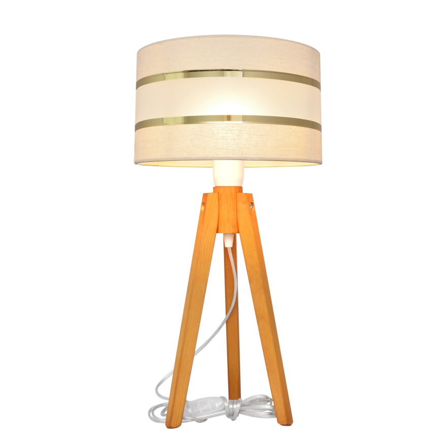 Stolní lampa HELEN 1xE27/60W/230V krémová/zlatá/dub