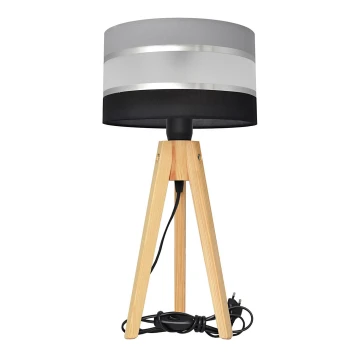 Stolní lampa HELEN 1xE27/60W/230V šedá/černá/chrom/borovice