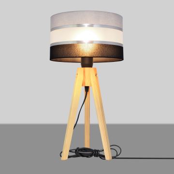 Stolní lampa HELEN 1xE27/60W/230V šedá/černá/chrom/borovice