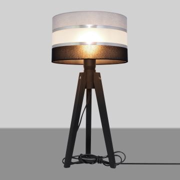 Stolní lampa HELEN 1xE27/60W/230V šedá/černá/chrom/borovice