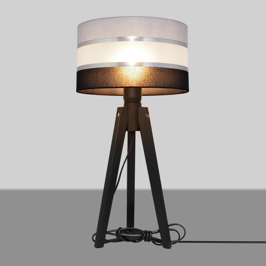 Stolní lampa HELEN 1xE27/60W/230V šedá/černá/chrom/borovice