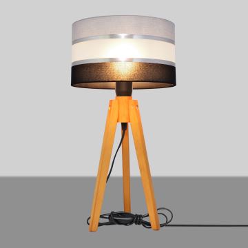 Stolní lampa HELEN 1xE27/60W/230V šedá/černá/chrom/dub