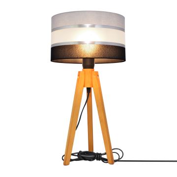 Stolní lampa HELEN 1xE27/60W/230V šedá/černá/chrom/dub