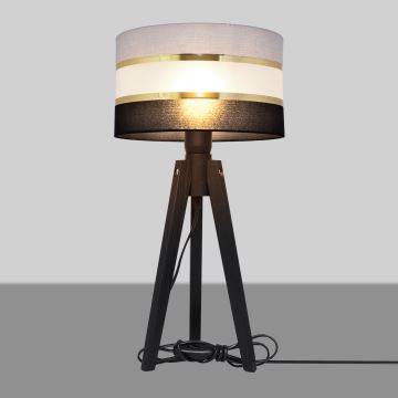 Stolní lampa HELEN 1xE27/60W/230V šedá/černá/zlatá/borovice