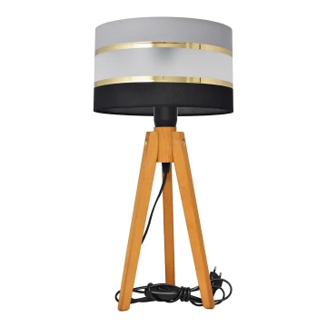 Stolní lampa HELEN 1xE27/60W/230V šedá/černá/zlatá/dub