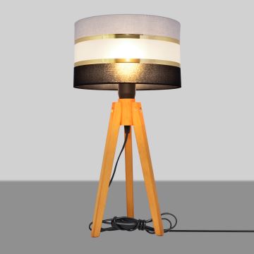 Stolní lampa HELEN 1xE27/60W/230V šedá/černá/zlatá/dub