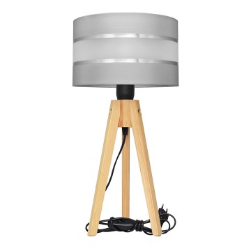 Stolní lampa HELEN 1xE27/60W/230V šedá/chrom/borovice