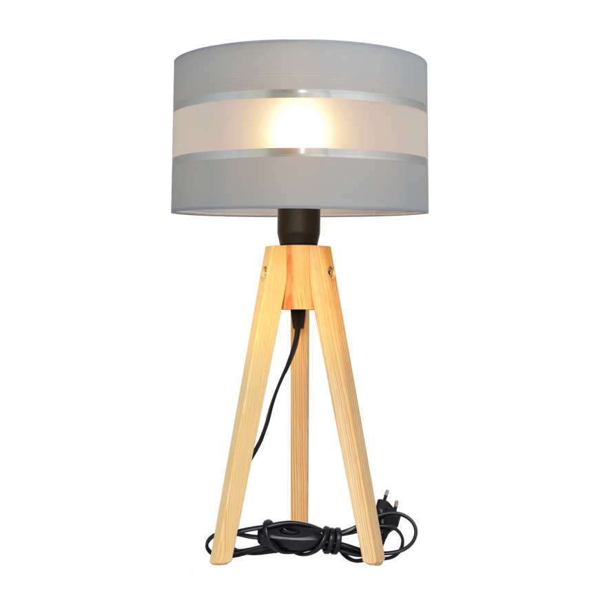 Stolní lampa HELEN 1xE27/60W/230V šedá/chrom/borovice