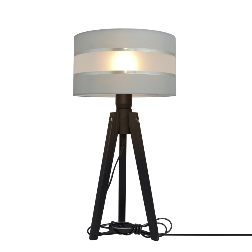 Stolní lampa HELEN 1xE27/60W/230V šedá/chrom/borovice