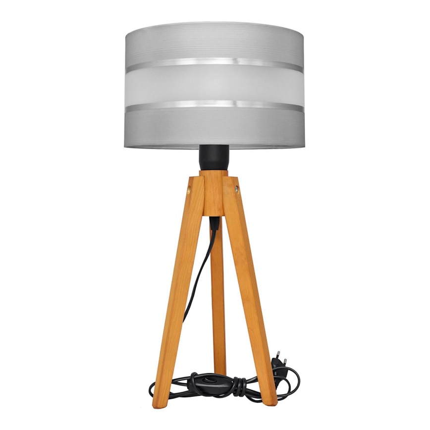 Stolní lampa HELEN 1xE27/60W/230V šedá/chrom/dub