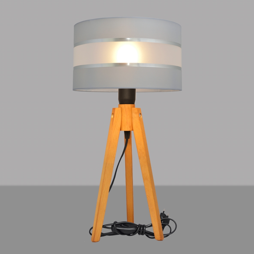 Stolní lampa HELEN 1xE27/60W/230V šedá/chrom/dub