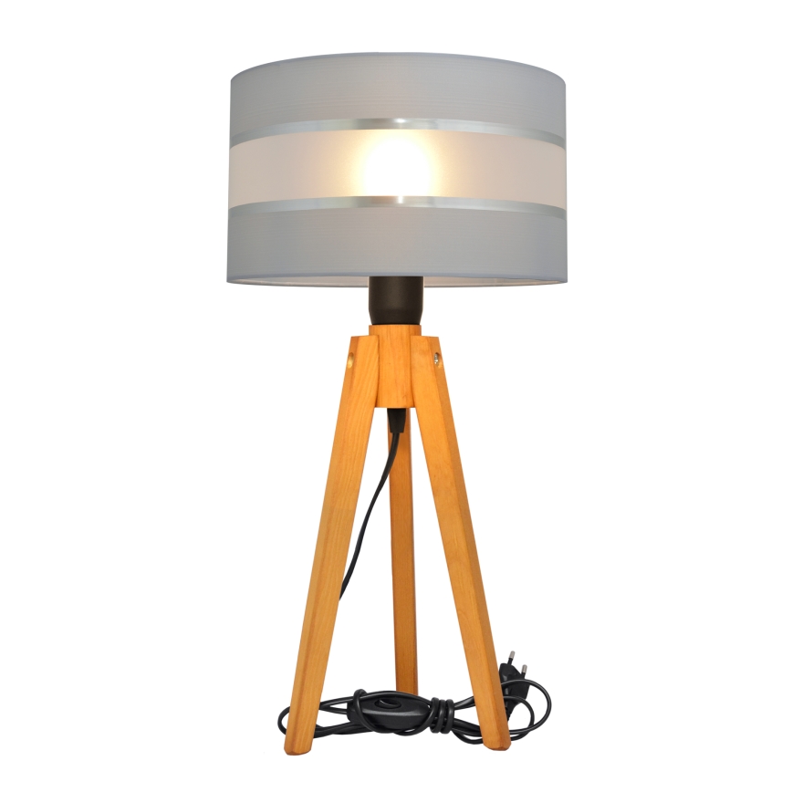 Stolní lampa HELEN 1xE27/60W/230V šedá/chrom/dub