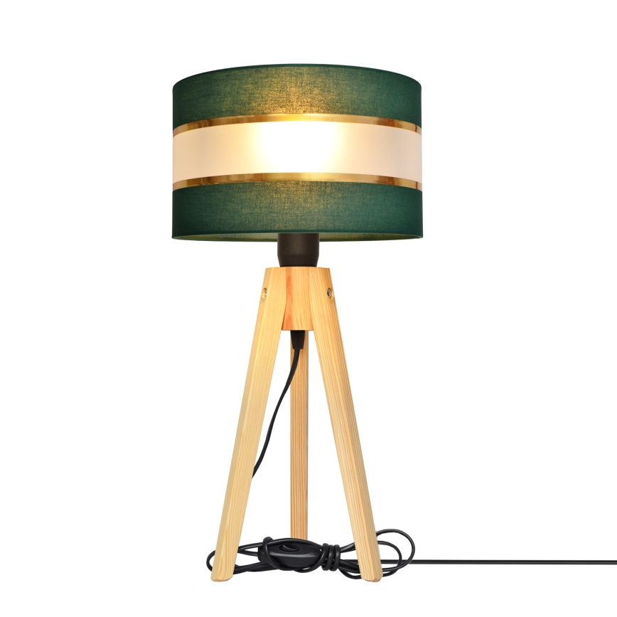 Stolní lampa HELEN 1xE27/60W/230V zelená/zlatá/borovice