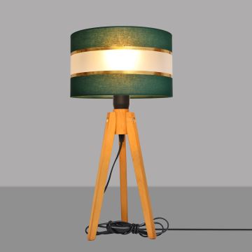 Stolní lampa HELEN 1xE27/60W/230V zelená/zlatá/dub