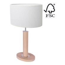 Stolní lampa MERCEDES 1xE27/40W/230V 46 cm bílá/dub – FSC certifikováno