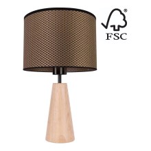 Stolní lampa MERCEDES 1xE27/40W/230V pr. 43 cm hnědá/dub – FSC certifikováno