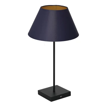 Stolní lampa s USB konektorem 1xE27/60W/230V modrá