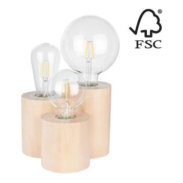Stolní lampa VINCENT 3xE27/15W/230V bříza – FSC certifikováno