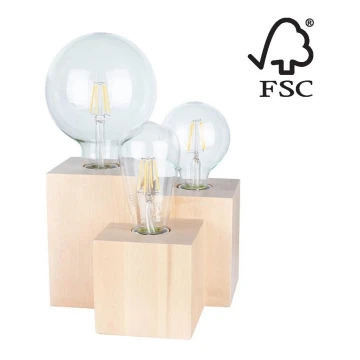 Stolní lampa VINCENT 3xE27/15W/230V bříza – FSC certifikováno