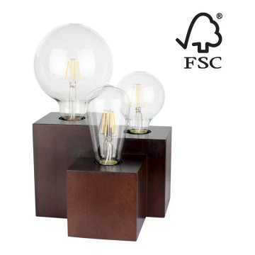 Stolní lampa VINCENT 3xE27/15W/230V buk – FSC certifikováno