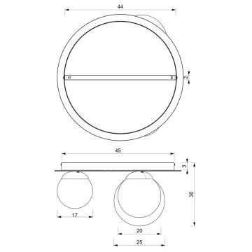 Stropní svítidlo PLATO 2xE14/40W/230V + 1xE27/60W/230V