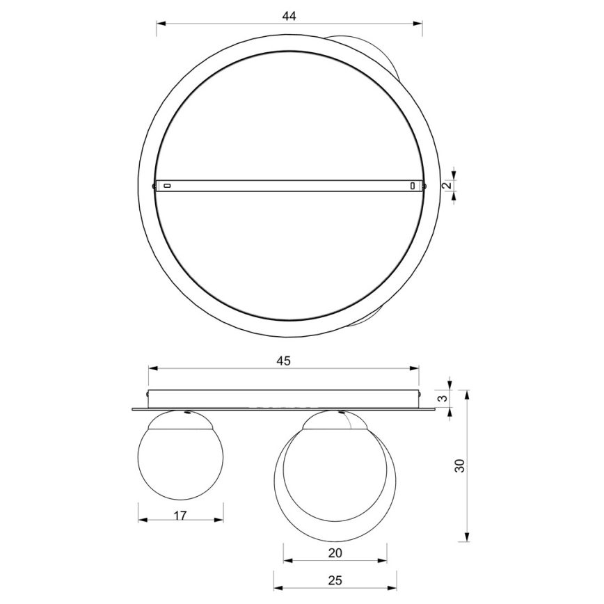 Stropní svítidlo PLATO 2xE14/40W/230V + 1xE27/60W/230V