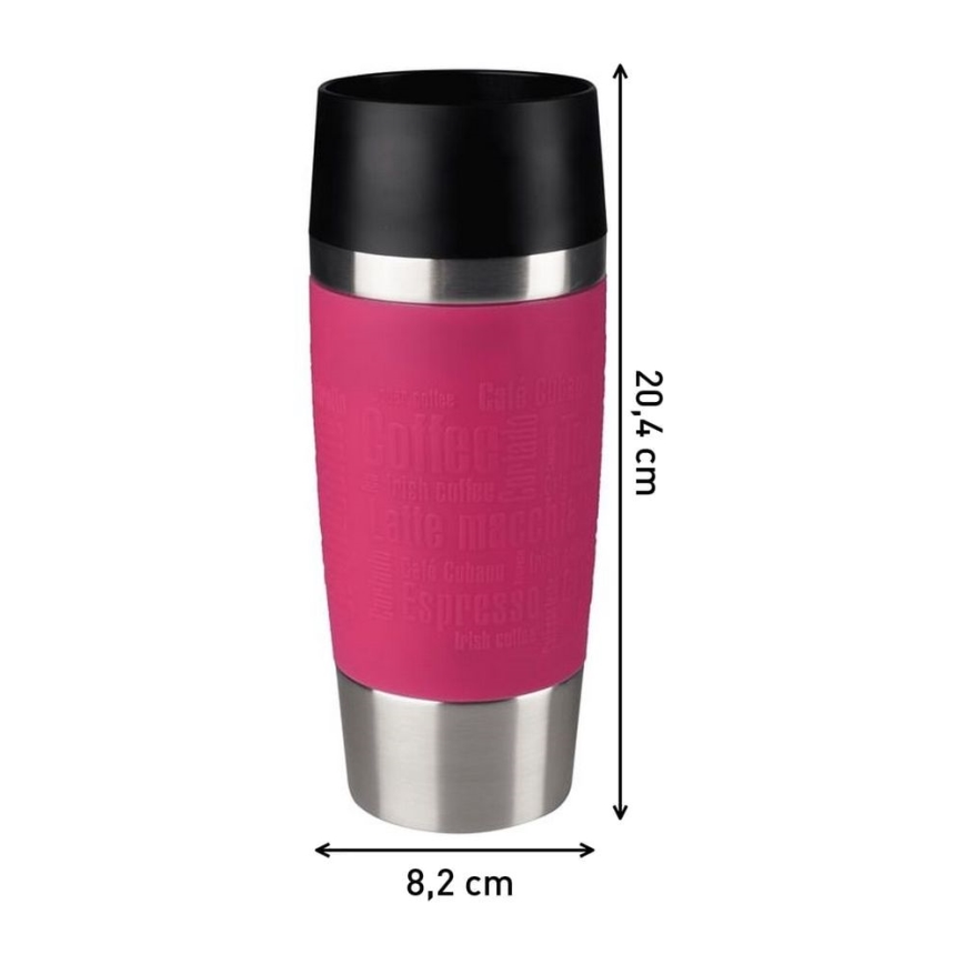 Tefal - Cestovní hrnek 360 ml TRAVEL MUG nerez/růžová