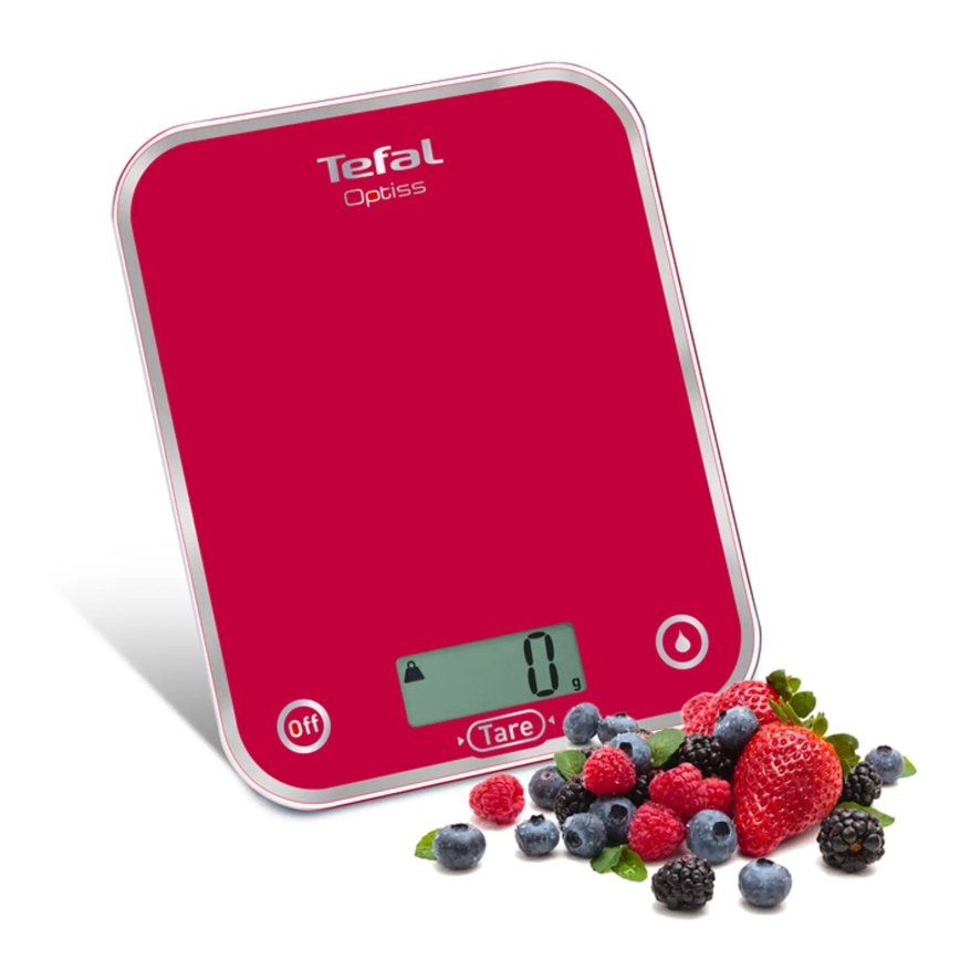 Tefal - Kuchyňská váha RASPBERRY 2xAAA červená