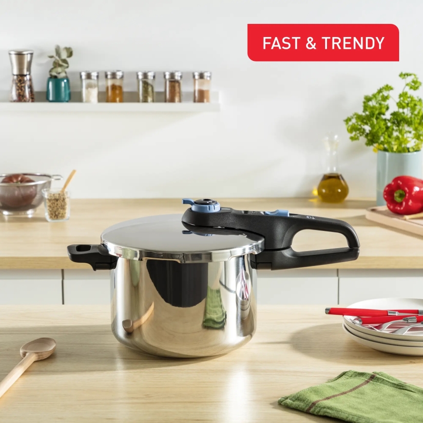 Tefal - Tlakový hrnec 6 l SECURE TRENDY nerez