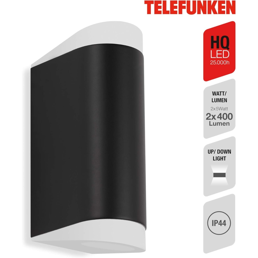 Telefunken 314905TF - LED Venkovní nástěnné svítidlo 2xGU10/5W/230V IP44 černá