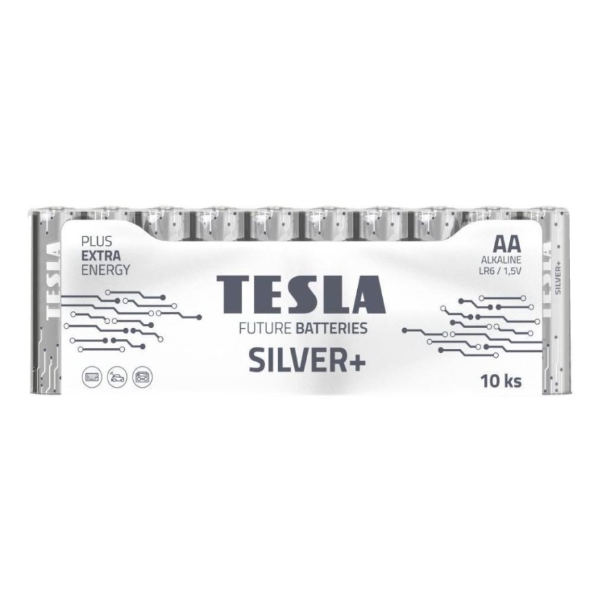 Tesla Batteries - 10 ks Alkalická baterie AA SILVER+ 1,5V 2900 mAh