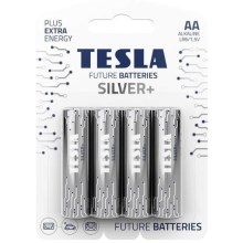 Tesla Batteries - 4 ks Alkalická baterie AA SILVER+ 1,5V 2900 mAh